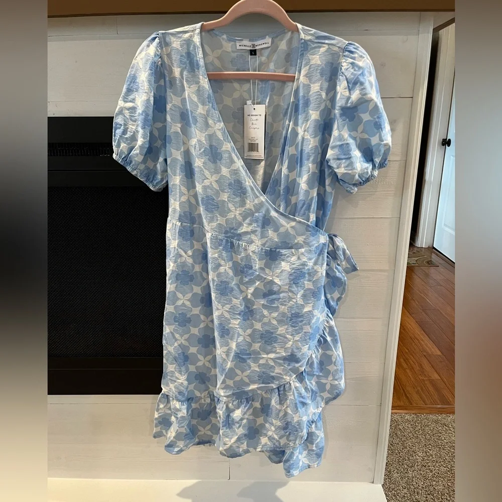 Michelle McDowell Asher Wrap Dress Dainty Days Blue size Small NWT - Picture 1 of 6
